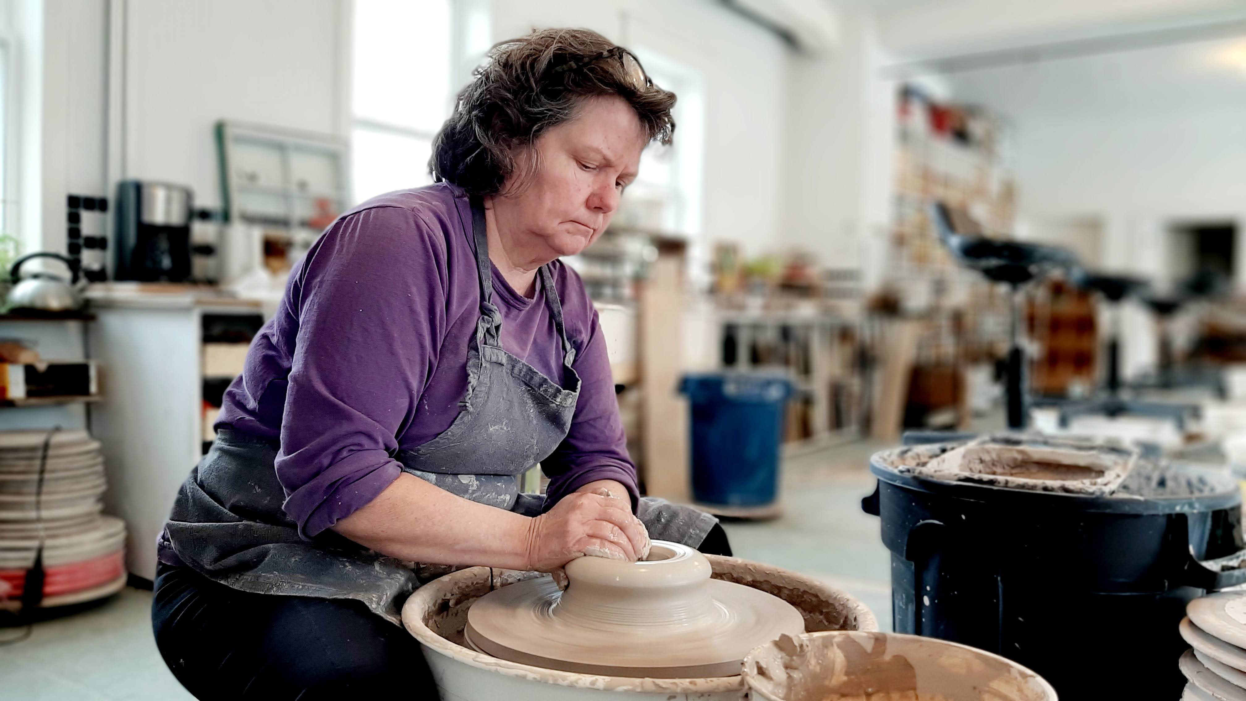 Potter Rosemary Arthurs in her New Dundee studio, where she created work that will be showcased at an artisan market in TheMuseum. (Photo Nigel Gordijk)